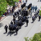 Lincoln Hearse heads north on Fourth Street in the funeral procession